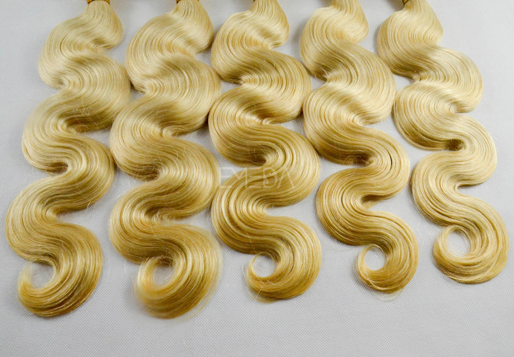 Sew in human hair extensions blonde body wave hair weft CX0024